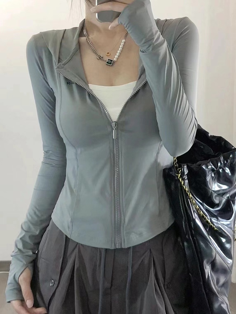 Summer Uv Clothing - Gray Green Ice Silk Hooded UV