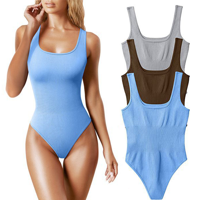 Summer Clothing Y2K - Harajuku Solid Sleeveless Bodysuit Sexy Body