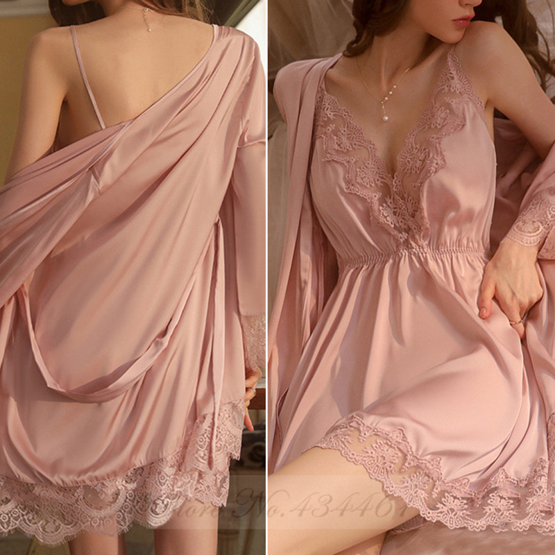 Burgundy 2PCS Robe Set Nightgo - Summer Nights Clothing review and price