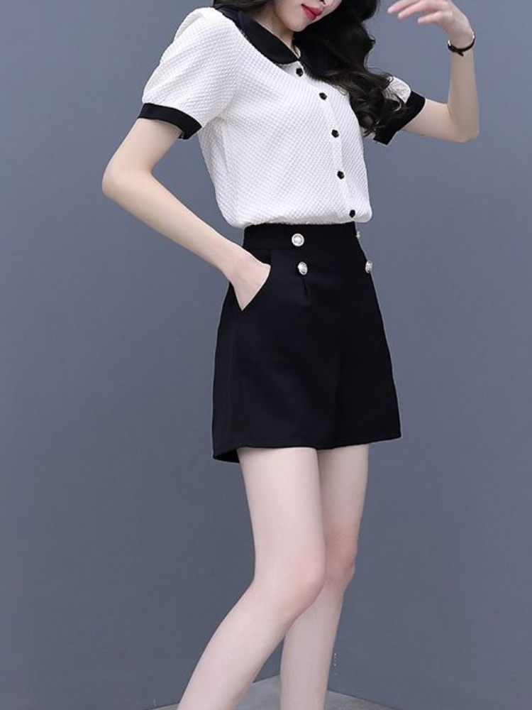 Contrast Color Button Short Se - Summer Clothing Trends For Women review and price