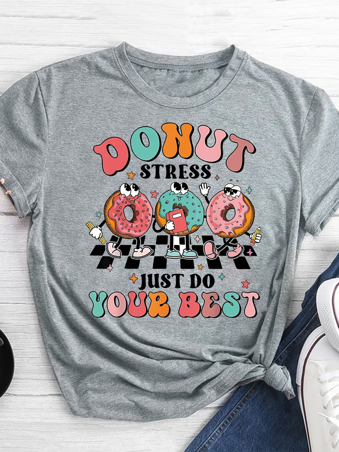Cartoon Donut Print T-shirt, S - Summer Clothing Trends 2026 review and price