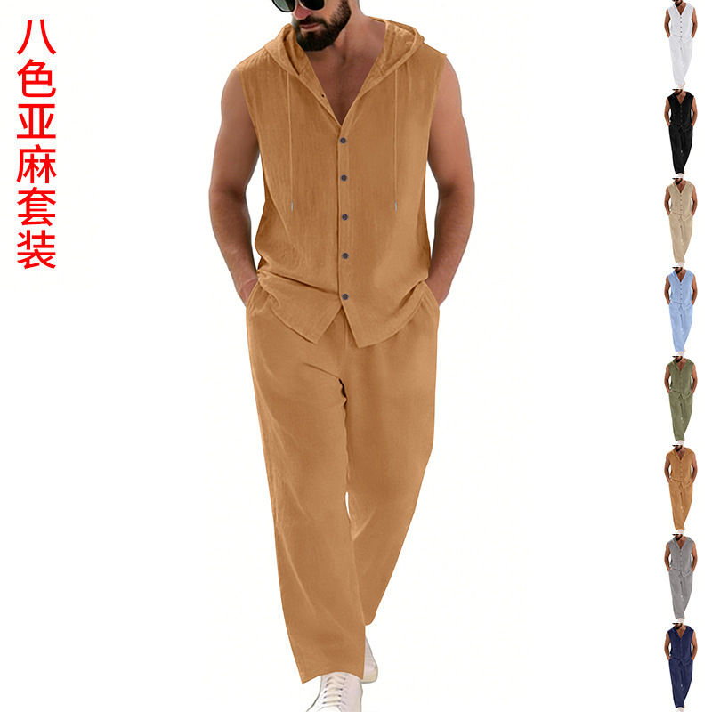 Men's Casual Linen Suit Hooded - Summer Clothing Sets review and price