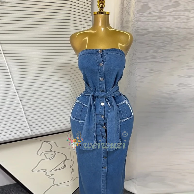 2026 Women Retro Strapless Den - Summer Clothing Y2K review and price