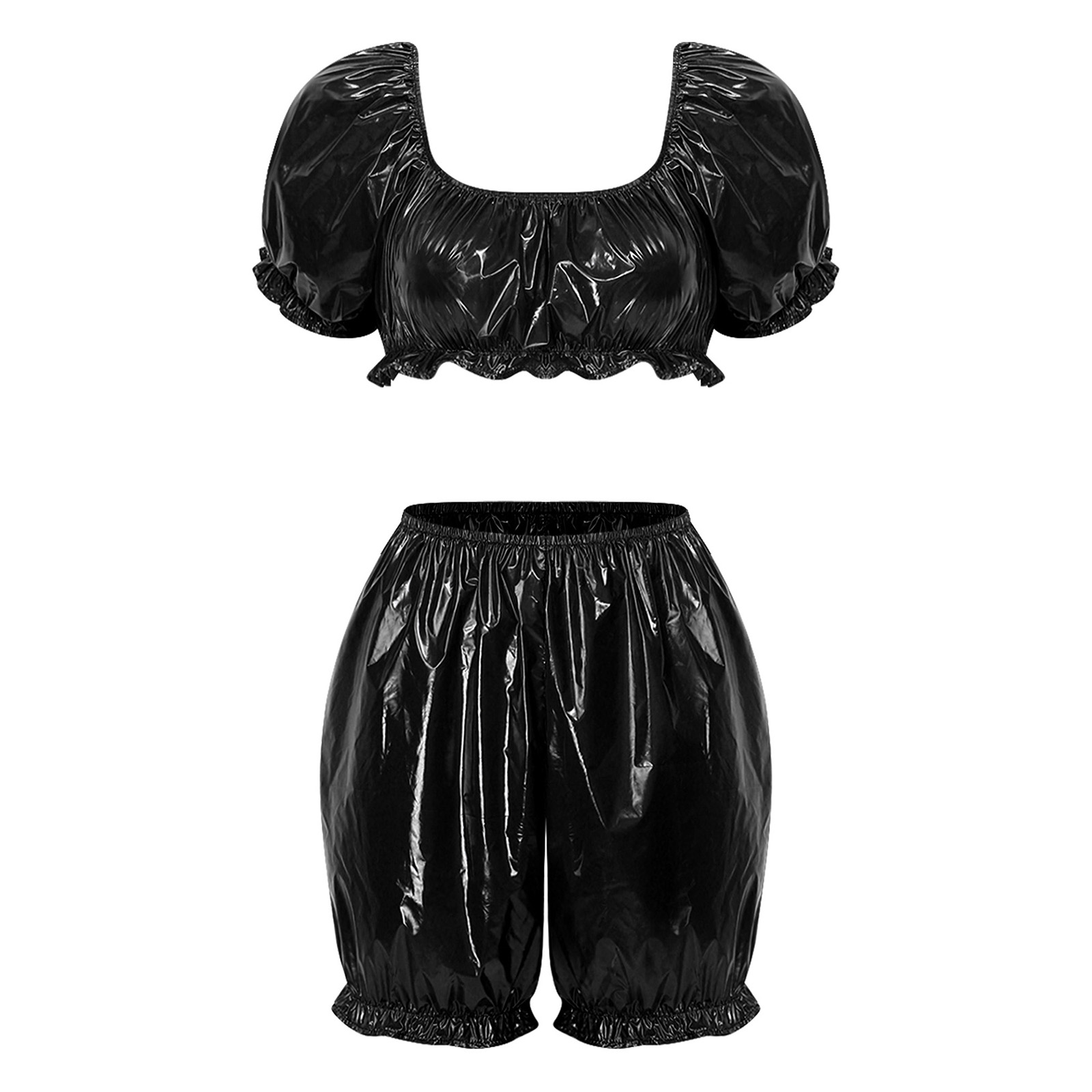 Womens Wet Look PU Leather Clu - Summer Clothing Sets review and price